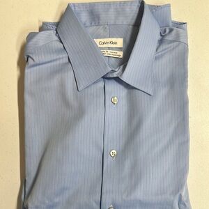 Calvin Klein Blue Dress Shirt with Pinstripes